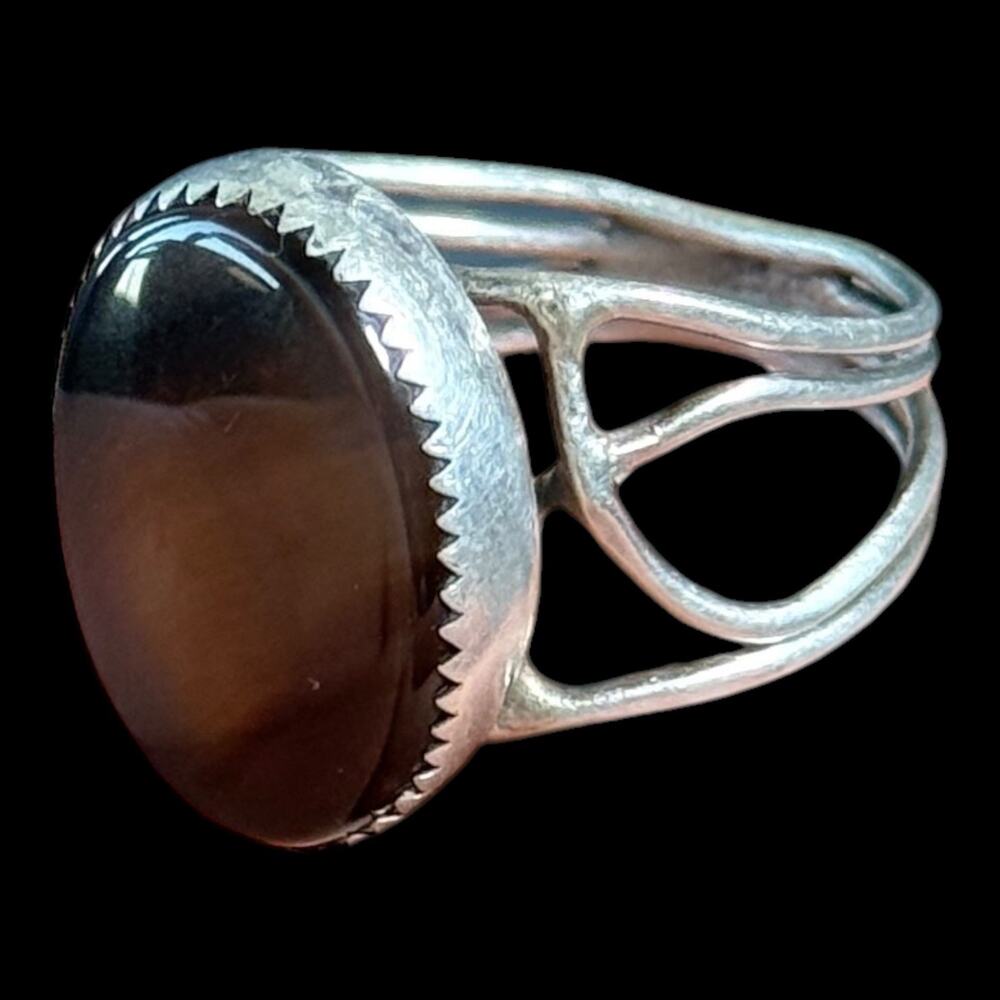 Tiger Eye Ring Sterling Silver Vintage Native Handmade Ring Size us8 4.81g